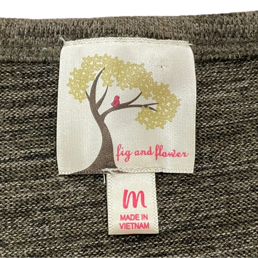 Anthropologie Fig and Flower Embroidered Floral Gray Sweater, Size Medium, EUC. - Picture 5 of 5